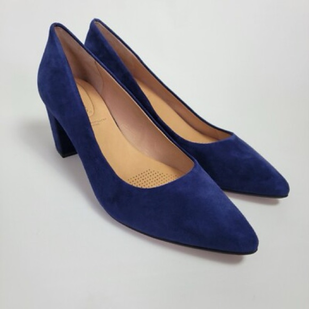 Corso Como 9 Blue Suede Block Heels Office Colorful Party Formal Classic Preppy